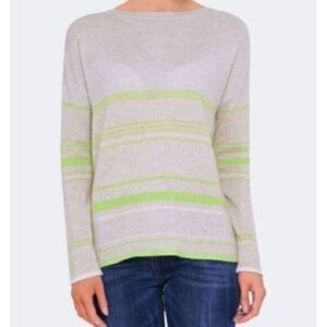 Duffy cashmere gray & green striped sweater size XS
